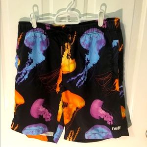 Neff mens size medium swim trunks with jellyfish print
